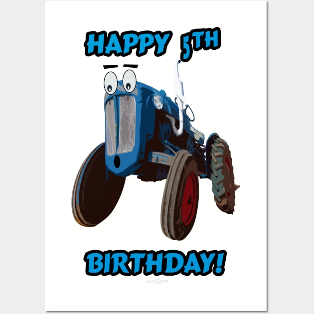 Happy 5th birthday tractor design Wall Art by seadogprints